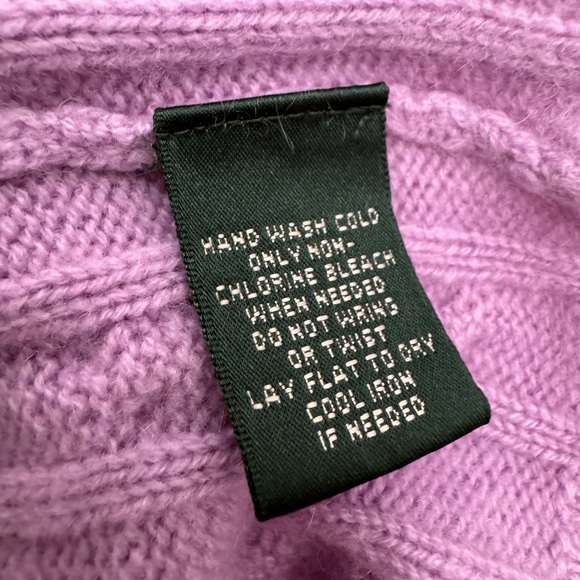Lauren Ralph Lauren purple Lilac CableKnit  100% Cashmere V Neck Sweater 1X XL - Picture 2 of 3